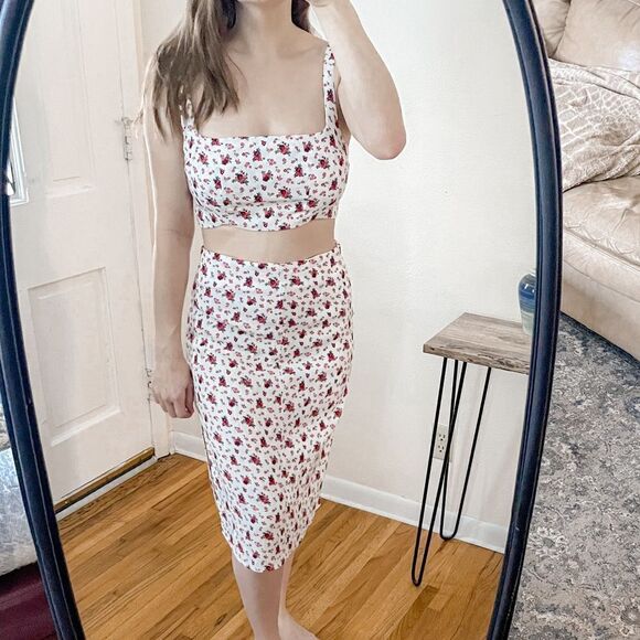 Reformation Two Piece Skirt Set Floral 6 - Picture 1 of 10